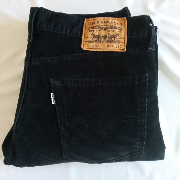 Levi's 505 Regular Fit white tab black Corduroy Pants Size 34 - Picture 7 of 9